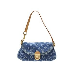 LOUIS VUITTON Pleaty handbag Monogram denim leather blue